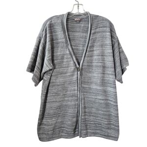 J.Jill Large‎ Gray Silk Cotton One-button Cardigan Sweater